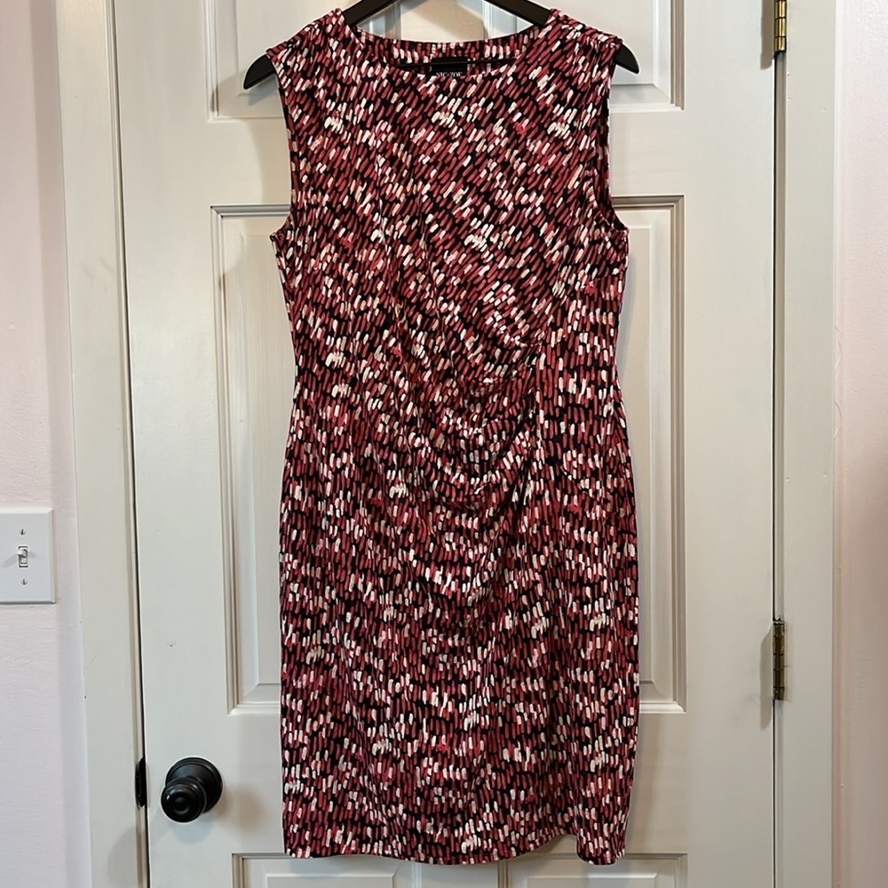 NIC+ZOE Sleeveless Gathered Waist Colorful Geometric Print Dress - Size Medium